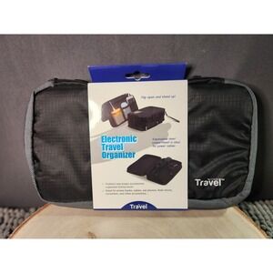 Grand Fusion Stow-N-Go Travel Electronic Travel Organizer/Case Zipper~Black/Grey